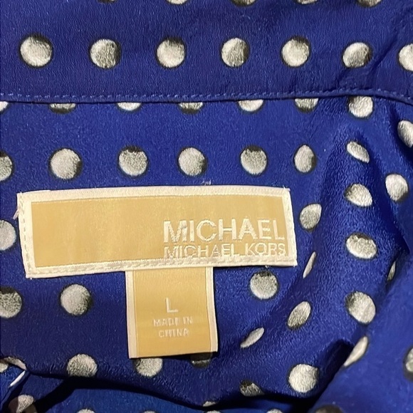 Michael Kors Blue Polka Dot Button Up Long Sleeve Shirt - Picture 3 of 6